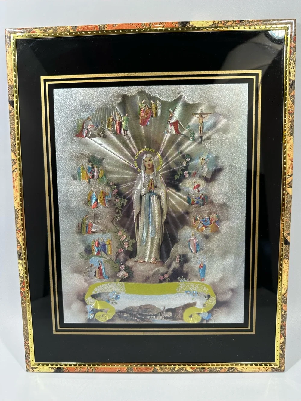 Our Lady of Lourdes Immaculate Conception Holographic Catholic Wall Art Picture